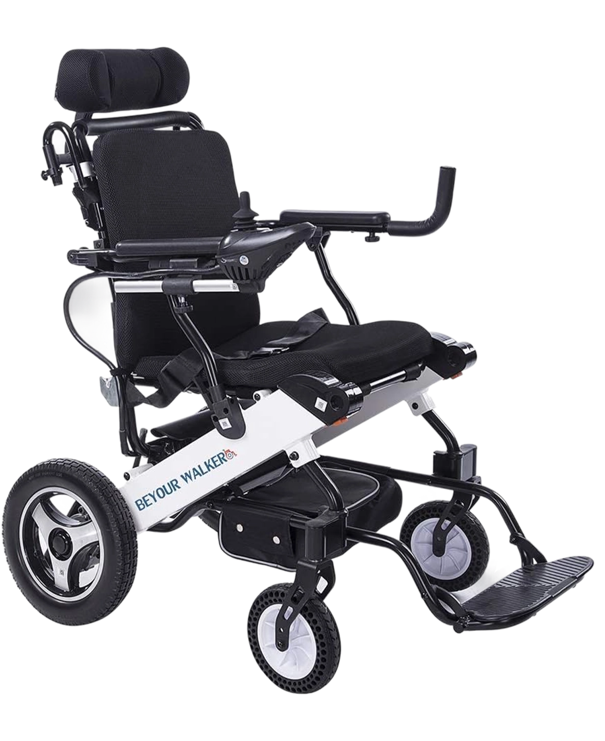 BEYOUR WALKER Electric Wheelchair, Foldable Mobility Aid Power Chair with Large Capacity Battery and Headrest

